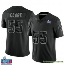 Mens Kansas City Chiefs Frank Clark Black Authentic Reflective Super Bowl Lvii Patch Kcc216 Jersey C709